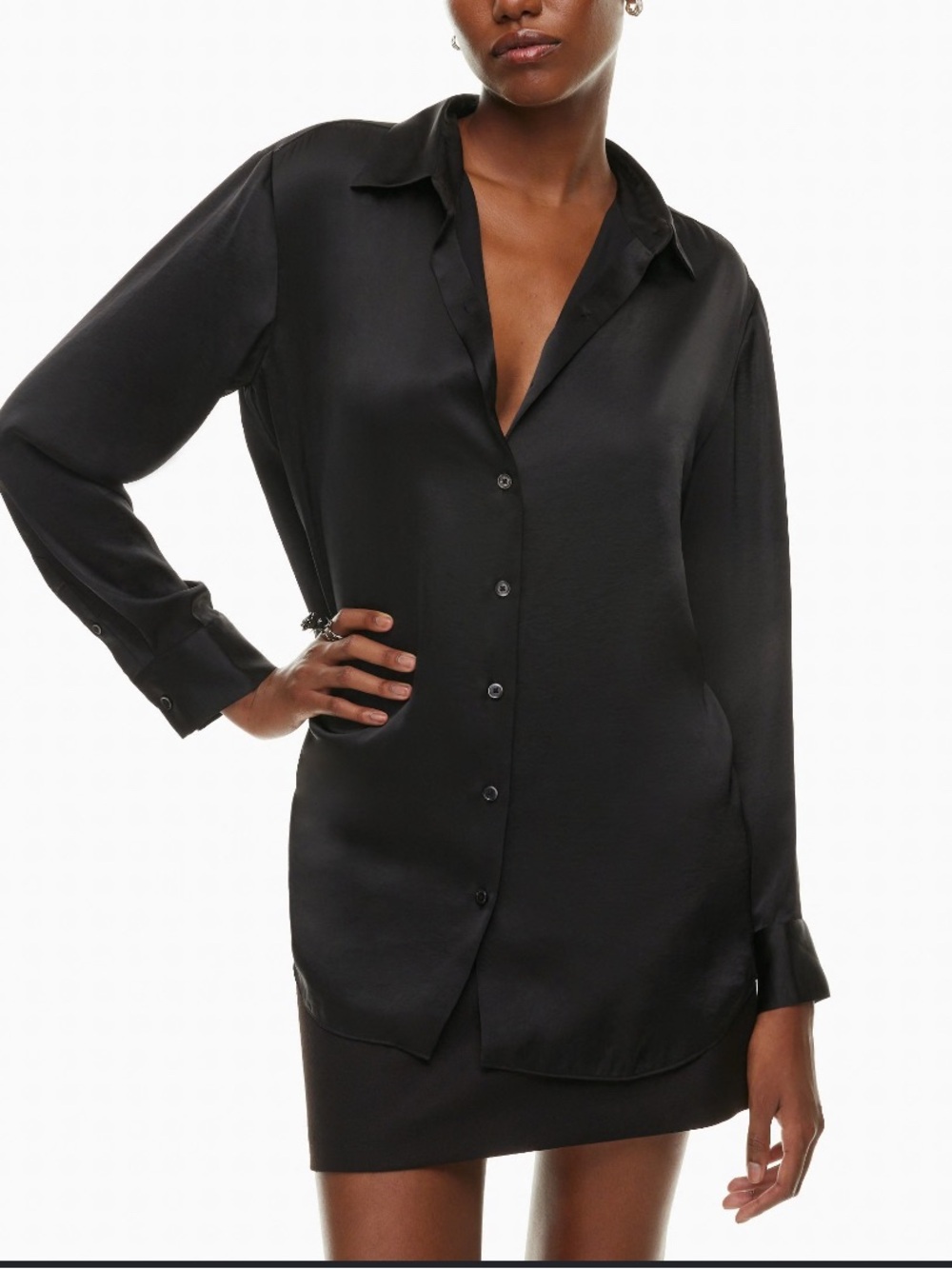 Zara Black Satin Timeless & Classy shirt - size L